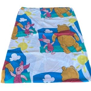 VTG Disney Winnie The Pooh Piglet Holding Hands Twin Flat Sheet Clouds Sunshine
